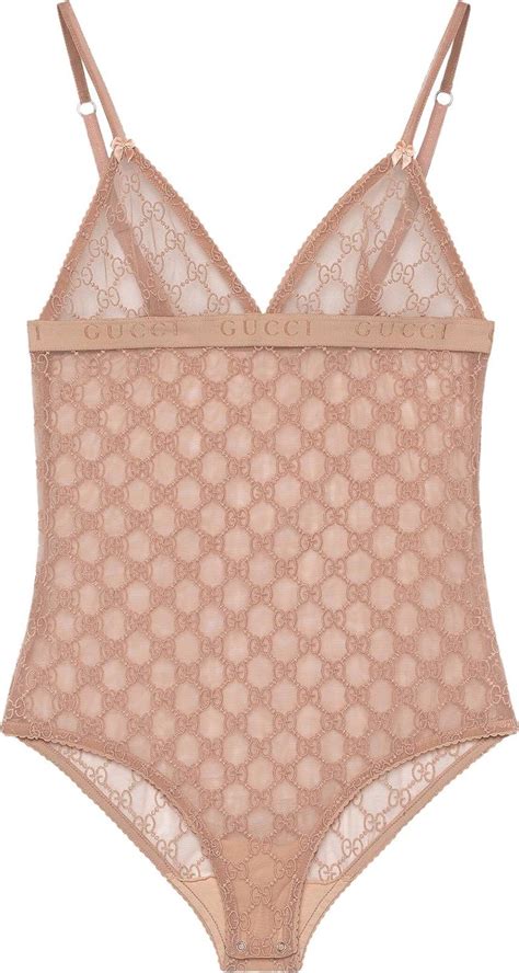 gucci print sparkling lycra bodysuit|Pale Pink GG Tulle Bodysuit .